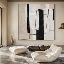 Load image into Gallery viewer, Geometric Black - White Abstract Abstract Canvas Painting, Perfect for Contemporary Office &amp; Art - Inspired Lounge LargeART1135
