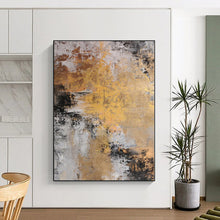Load image into Gallery viewer, Hand - painted Large - scale Gold and Gray Abstract Textures Acrylic Art for Luxurious Living Rooms LargeART0014
