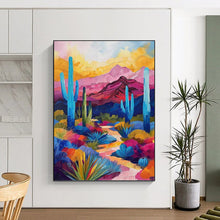 Load image into Gallery viewer, “Colorful Desert Landscape with Cacti” - Impressionistic Desert Art on Canvas DKH1556
