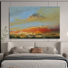 Load image into Gallery viewer, Expressive Mountain Sunset in Warm Hues Abstract acrylic painting DLZ042
