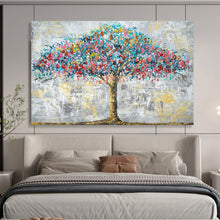 Load image into Gallery viewer, Hand - painted Colorful Tree Oil Painting for a Cozy Bedroom Ambiance LargeART1598
