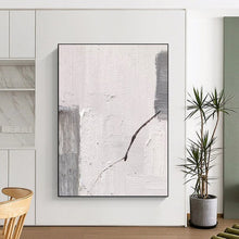 Load image into Gallery viewer, “White Cracks” – Gray blocks, dark line, textured white background with cracks DTP363
