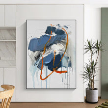 Load image into Gallery viewer, Large - Scale Blue - Orange Abstract Art for Modern Gallery &amp; Edgy Office LargeART0507
