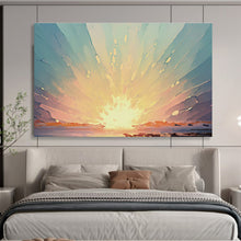 Load image into Gallery viewer, Radiant Sunset Burst Abstract Painting on Canvas - “Dawn’s Embrace” DKH665
