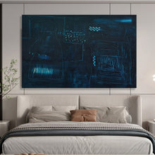 Load image into Gallery viewer, Dark Blue Abstract Line Painting - Great for Industrial Office &amp; Mysterious Library DKH023
