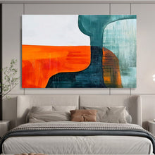 Load image into Gallery viewer, Orange - Blue Geometric Abstract Painting for Mid - Century Modern Living Room &amp; Creative Studio DKH265
