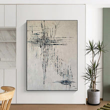 Load image into Gallery viewer, Oversized Black - Blue Linear Abstract Art for Modern Hallway &amp; Art Gallery LargeART0469

