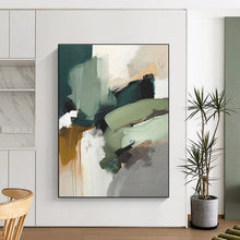 Load image into Gallery viewer, Custom Large Green - Toned Abstract Layers - Ideal for Nature - Inspired Café &amp; Eco - Friendly Office LargeART0737
