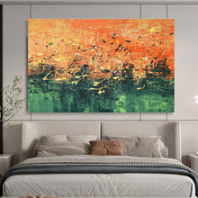 Load image into Gallery viewer, Orange - Green Splatter Abstract Art for Bohemian Café &amp; Artistic Studio DKH155
