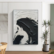 Load image into Gallery viewer, “Bold Contrast Swirl” – Thick black and white impasto, large swirling motion, deep texture DTP389
