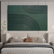 Load image into Gallery viewer, Textured Geometric Painting on Canvas - “Green Curves” DKH752
