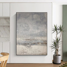 Load image into Gallery viewer, “Foggy Grid” – Gray &amp; Beige Textured Abstract Acrylic with Subtle Patterns DTP058
