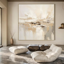 Load image into Gallery viewer, Beige &amp; White Textured Abstract Painting, Ideal for Minimalist Living Room &amp; Serene Bedroom LargeART1344
