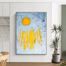 Load image into Gallery viewer, Minimalist Yellow Sun Abstract - Ideal for Serene Bedroom &amp; Yoga Studio LargeART2377

