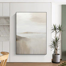 Load image into Gallery viewer, “Foggy Fjord” – Soft whites, beiges with faint island shapes in mist DTP359
