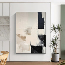 Load image into Gallery viewer, “Monochrome Blocks” – Beige, Black &amp; White Textured Abstract Acrylic DTP056
