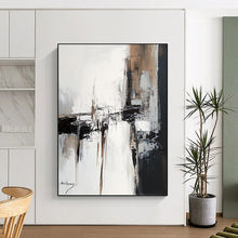 Load image into Gallery viewer, Black &amp; White Abstract Structure Art, Ideal for Minimalist Living Room &amp; Modern Office LargeART2087
