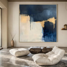 Load image into Gallery viewer, Navy &amp; Gold Abstract Canvas Painting 2, Suited for Art - Filled Hallway &amp; Modern Boutique LargeART1310
