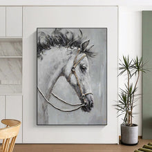 Load image into Gallery viewer, Realistic - Style Abstract Painting, Textured Horse Art for Equestrian Club &amp; Traditional Living Room LargeART2179
