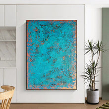 Load image into Gallery viewer, Turquoise &amp; Copper Abstract Painting, Ideal for Coastal Living Room &amp; Art Gallery LargeART2323
