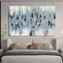 Load image into Gallery viewer, Blue - Gray &amp; Gold Abstract Painting on Canvas - “City Rhapsody” DKH601
