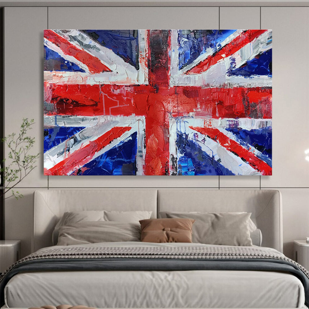Textured Union Jack Abstract Art for British - Themed Pub