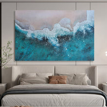 Load image into Gallery viewer, Textured Turquoise Sea and Sand Abstract acrylic painting DLZ040
