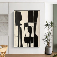 Load image into Gallery viewer, Black &amp; White Minimalist Abstract Figures - Perfect for Modern Dining Room &amp; Library LargeART2368
