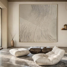 Load image into Gallery viewer, Hand - painted Massive Beige Textured Wave Abstract Acrylic Art for Coastal - Inspired Hallways LargeART0111
