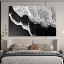 Load image into Gallery viewer, Black and White Ocean Wave Aerial Abstract acrylic painting DLZ075
