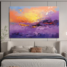Load image into Gallery viewer, Vibrant Purple and Orange Sunset Abstract acrylic painting DLZ084
