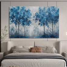 Load image into Gallery viewer, Hand - painted Large - Scale Blue Trees Abstract Landscape Acrylic Art for Calming Living Spaces LargeART1758
