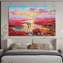 Load image into Gallery viewer, Hand - painted Extensive Pink Marsh Sunset Acrylic Art for Serene Bedrooms LargeART1799
