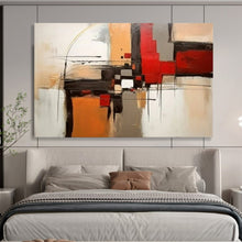 Load image into Gallery viewer, Geometric Abstract in Reds &amp; Oranges - Dynamic Living Room Art LargeART1508
