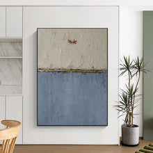 Load image into Gallery viewer, Textured White, Blue &amp; Gold Abstract, Perfect for Elegant Dining Room &amp; Chic Bedroom LargeART1967
