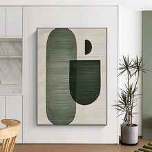 Load image into Gallery viewer, “Abstract Green Shapes” - Green, Grey Abstract Art on Canvas DKH1132
