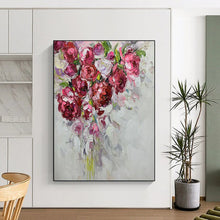 Load image into Gallery viewer, “Impasto Pink Flower Bouquet” - Vibrant Floral Art on Canvas DKH1464
