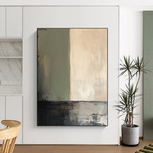 Load image into Gallery viewer, Custom Large Subtle Green - Beige Divide Art - Perfect for Minimalist Bedroom &amp; Serene Spa Retreat LargeART0785

