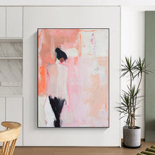 Load image into Gallery viewer, Minimalist Abstract Figure Art, Soft Pink - Toned Painting for Feminine Bedroom &amp; Serene Meditation Space LargeART2205
