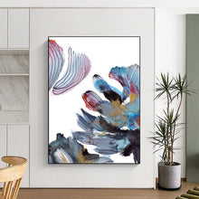Load image into Gallery viewer, Gilded Floral Whimsy – Blue, Purple, Pink, and Gold Flower - Inspired Abstract DTP199
