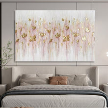 Load image into Gallery viewer, Golden Flowers “Delicate Blooms” Painting on Canvas, Elegant Floral Art DKH875
