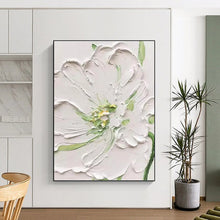Load image into Gallery viewer, “Textured White Flower” - 3D Floral Art on Canvas DKH1398
