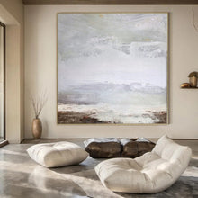 Load image into Gallery viewer, Light Gray Abstract Landscape Canvas Painting, Perfect for Coastal Home Office &amp; Serene Nursery LargeART1149
