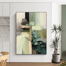 Load image into Gallery viewer, Custom Large Green - Gray Abstract Fusion - Ideal for Sustainable Living Space &amp; Nature - Themed Office LargeART0743
