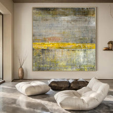 Load image into Gallery viewer, Oversized Hand - painted Gray and Yellow Abstract Acrylic Art for Industrial - Inspired Offices LargeART0203
