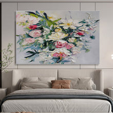 Load image into Gallery viewer, Textured Floral Bouquet Abstract Painting on Canvas - “Blossom Touch” DKH661
