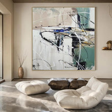 Load image into Gallery viewer, Large - Scale Hand - painted Monochrome Abstract Swirl Acrylic Art for Art - Forward Studios LargeART0202
