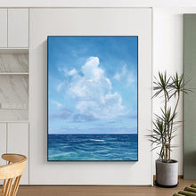Load image into Gallery viewer, Blue Sea &amp; Sky Abstract Painting, Perfect for Coastal Living Room &amp; Beach House Bedroom LargeART1890
