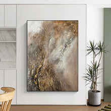 Load image into Gallery viewer, Minimalist Abstract Art, Earth - Toned Gold - Accented Painting for Bohemian Living Room &amp; Calming Office LargeART2247
