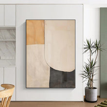 Load image into Gallery viewer, Oversized Beige - Gray Geometric Abstract Art for Modern Office &amp; Contemporary Hallway LargeART0453
